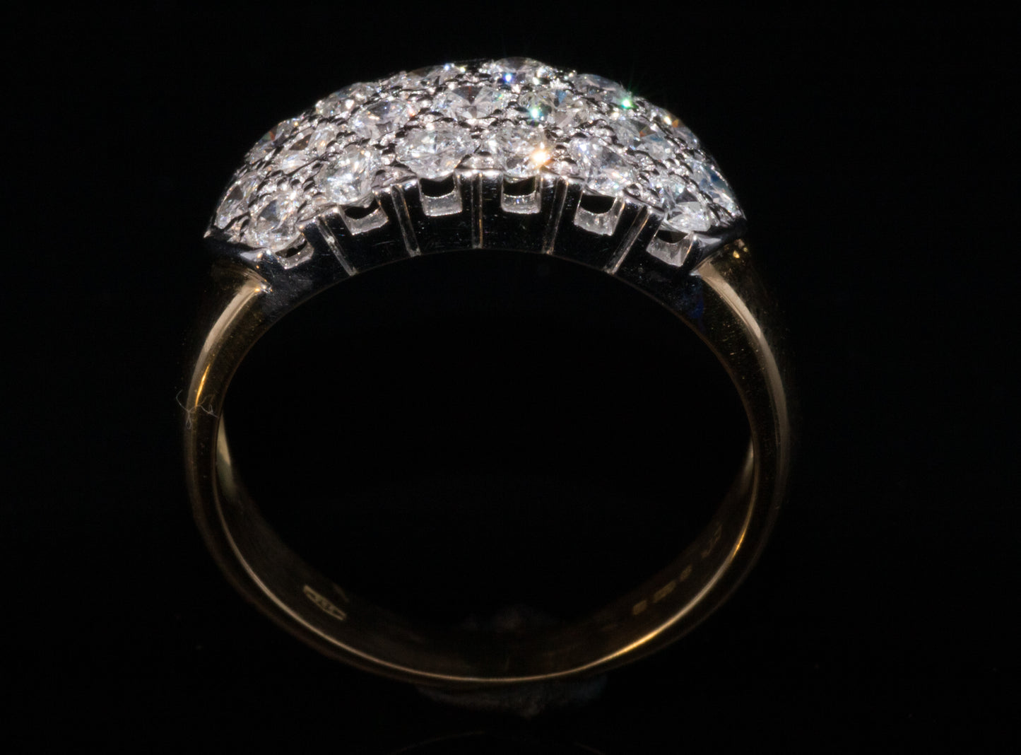 Vintage 18ct White and Yellow Gold Natural Diamond Pavé Set Ring. 1.20ct.