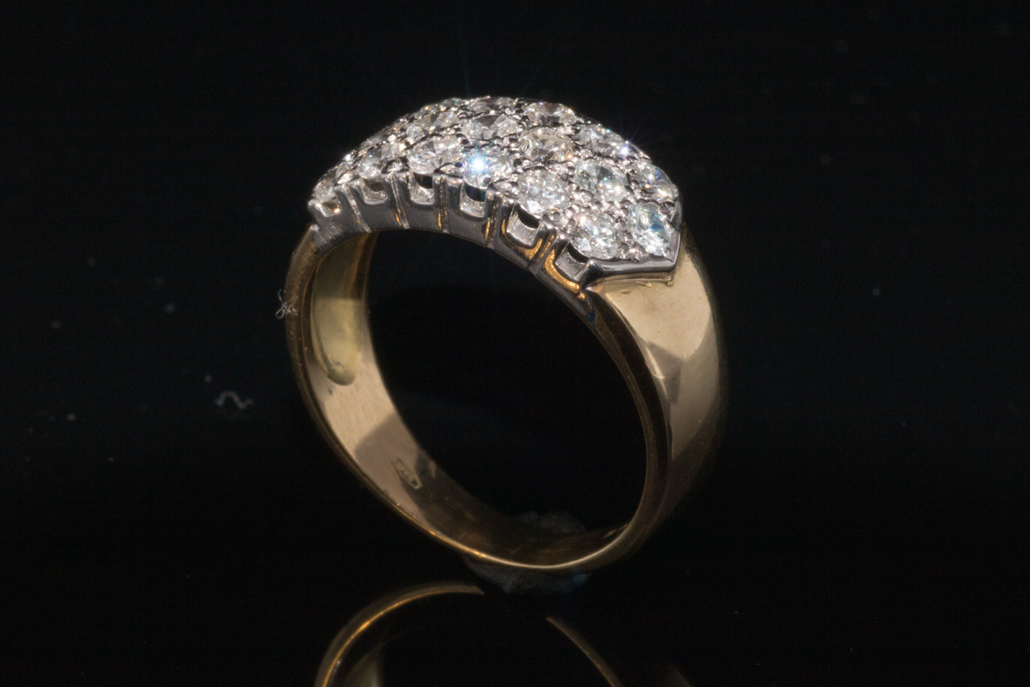 Vintage 18ct White and Yellow Gold Natural Diamond Pavé Set Ring. 1.20ct.