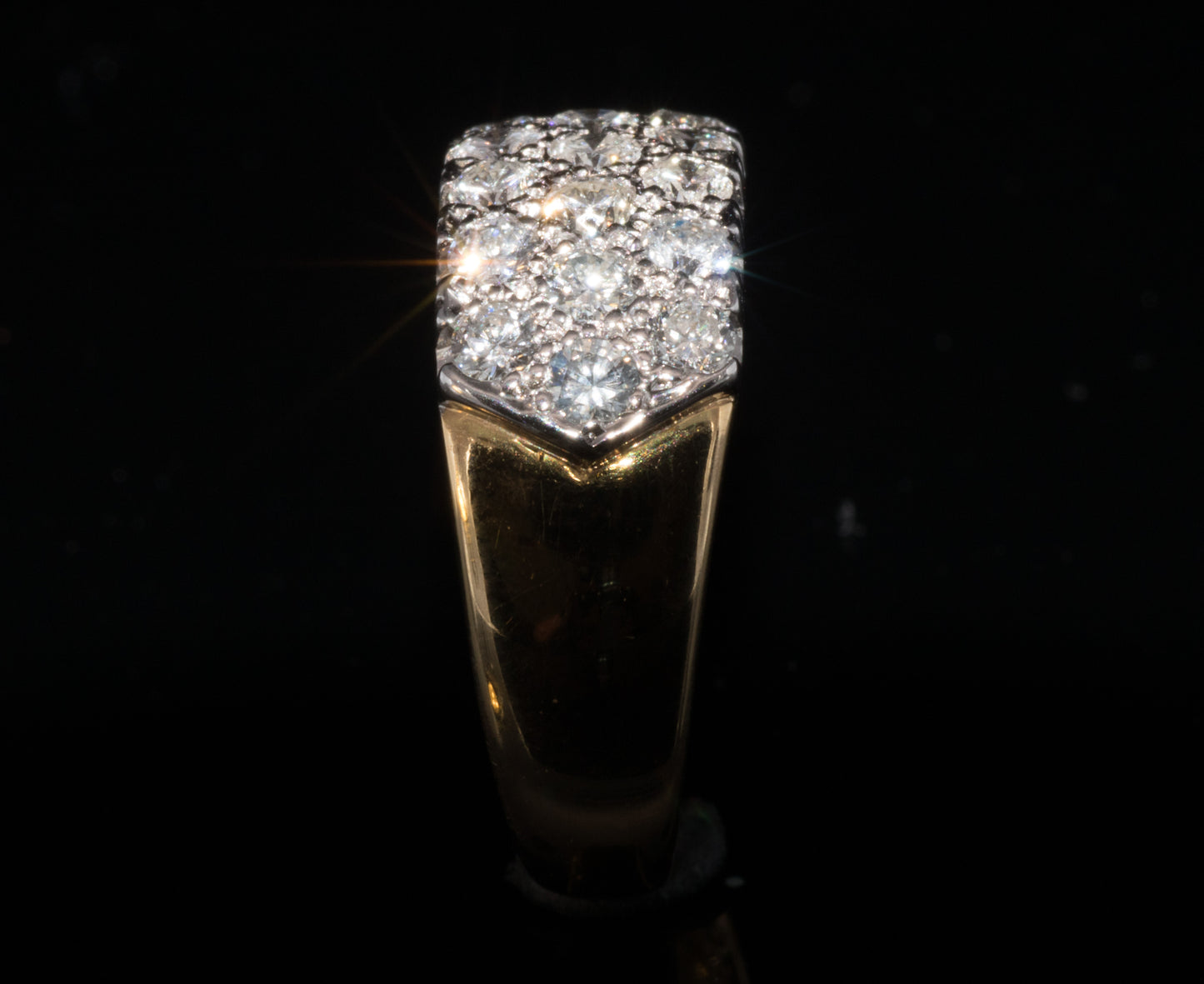 Vintage 18ct White and Yellow Gold Natural Diamond Pavé Set Ring. 1.20ct.