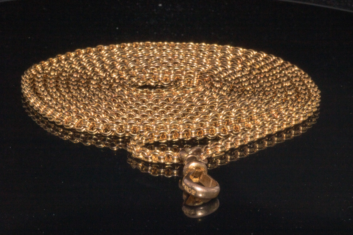 Antique 9ct Rose Gold Guard Chain. Victorian Gold Muff Chain, Opera Length. English Circa 1880. 55 Inches.
