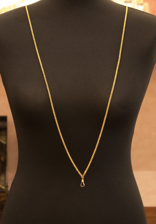 Antique 9ct Rose Gold Guard Chain. Victorian Gold Muff Chain, Opera Length. English Circa 1880. 55 Inches.