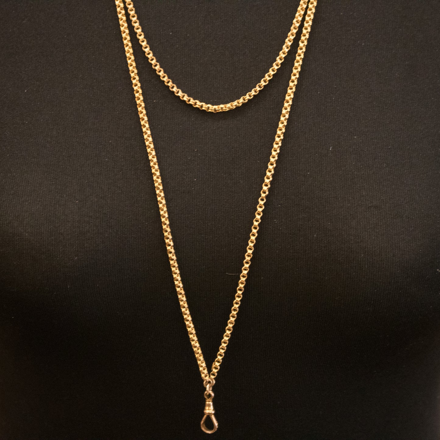 Antique 9ct Rose Gold Guard Chain. Victorian Gold Muff Chain, Opera Length. English Circa 1880. 55 Inches.