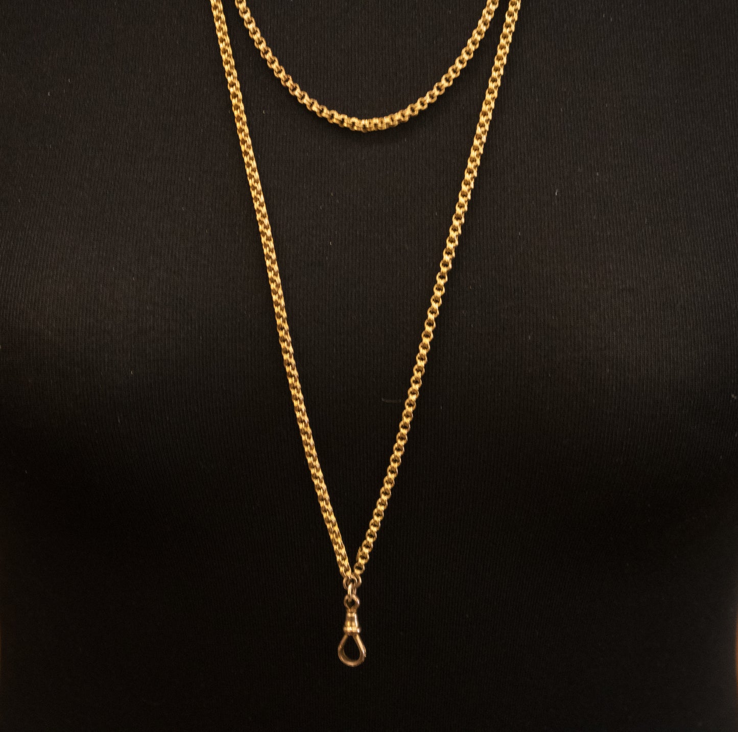 Antique 9ct Rose Gold Guard Chain. Victorian Gold Muff Chain, Opera Length. English Circa 1880. 55 Inches.
