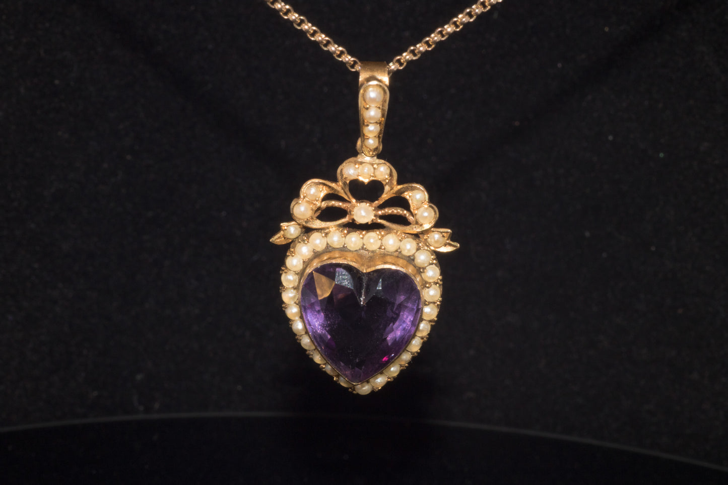 Antique Edwardian 9ct Amethyst and Natural Split Pearl Pendant