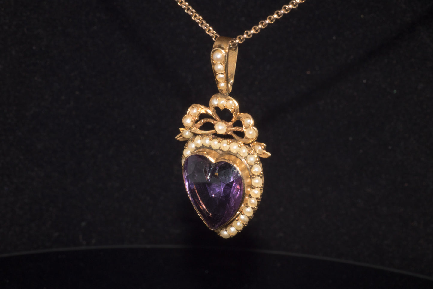 Antique Edwardian 9ct Amethyst and Natural Split Pearl Pendant