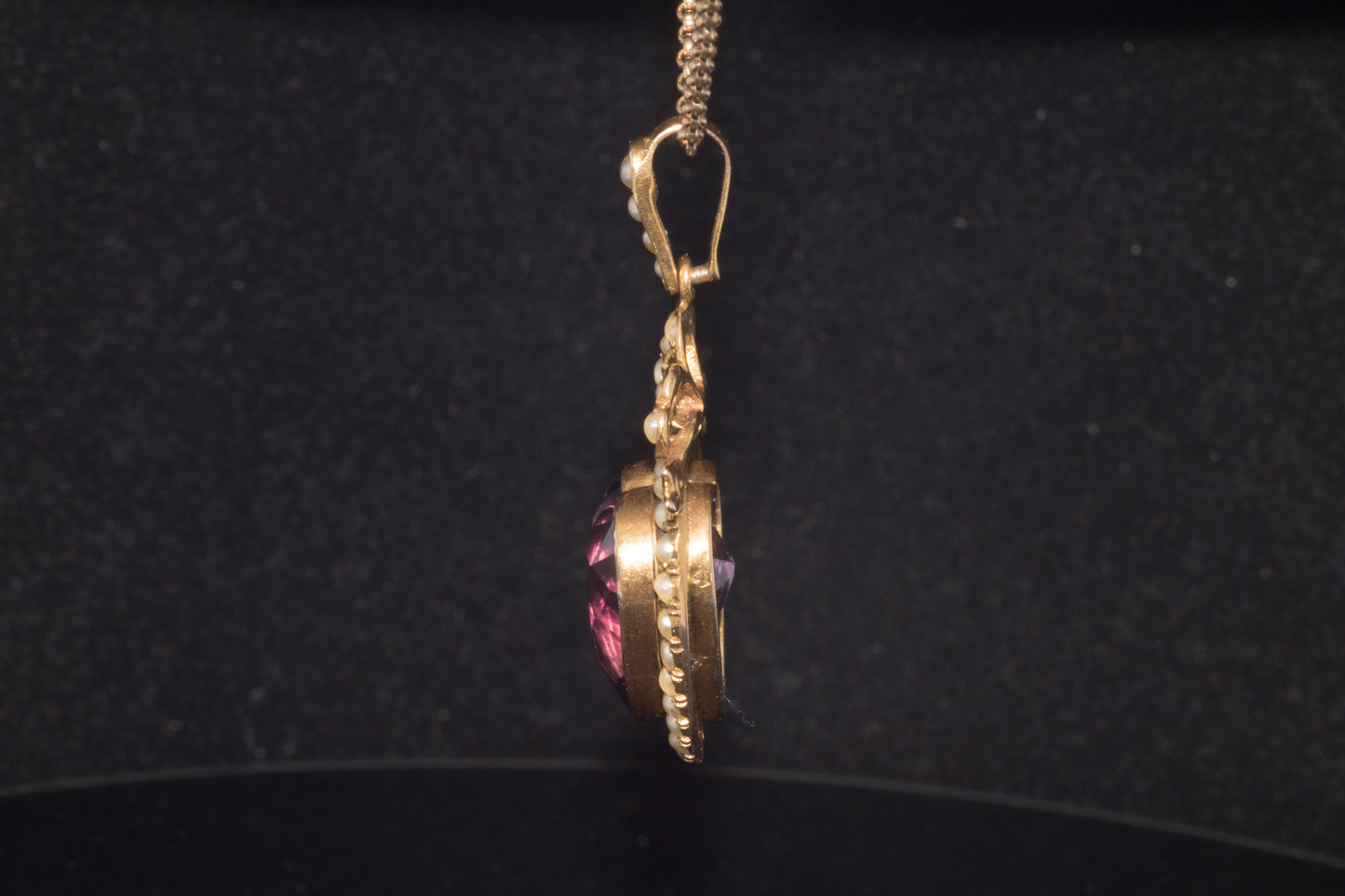 Antique Edwardian 9ct Amethyst and Natural Split Pearl Pendant