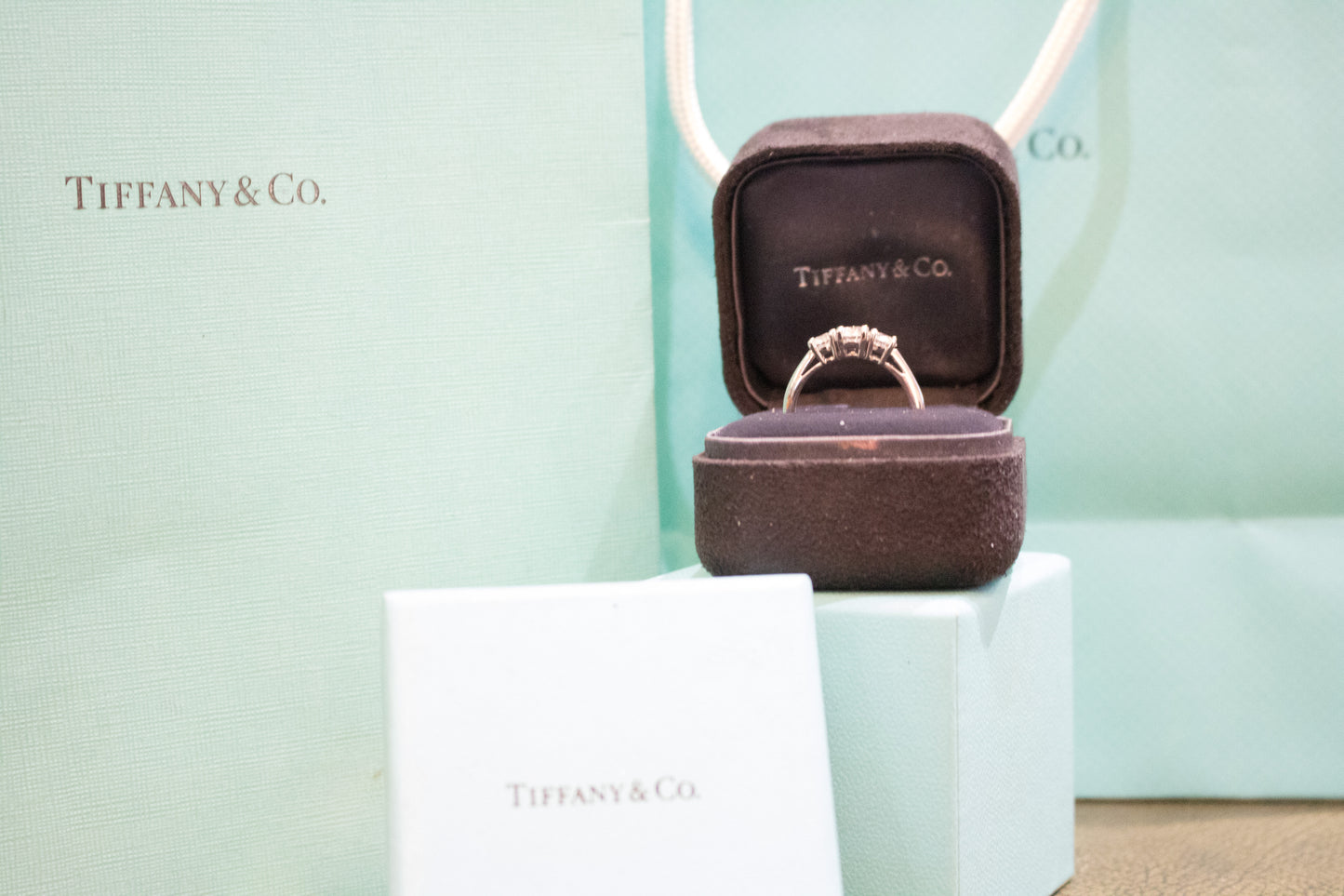 Tiffany & Co. Stunning Platinum 3 Stone Diamond Trilogy Ring. Certificated. 1.26 Carats.