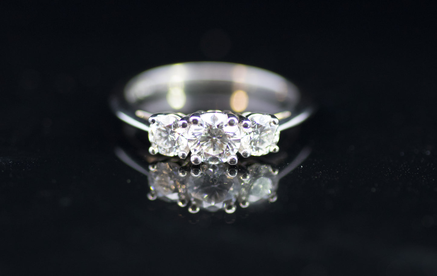 Tiffany & Co. Stunning Platinum 3 Stone Diamond Trilogy Ring. Certificated. 1.26 Carats.