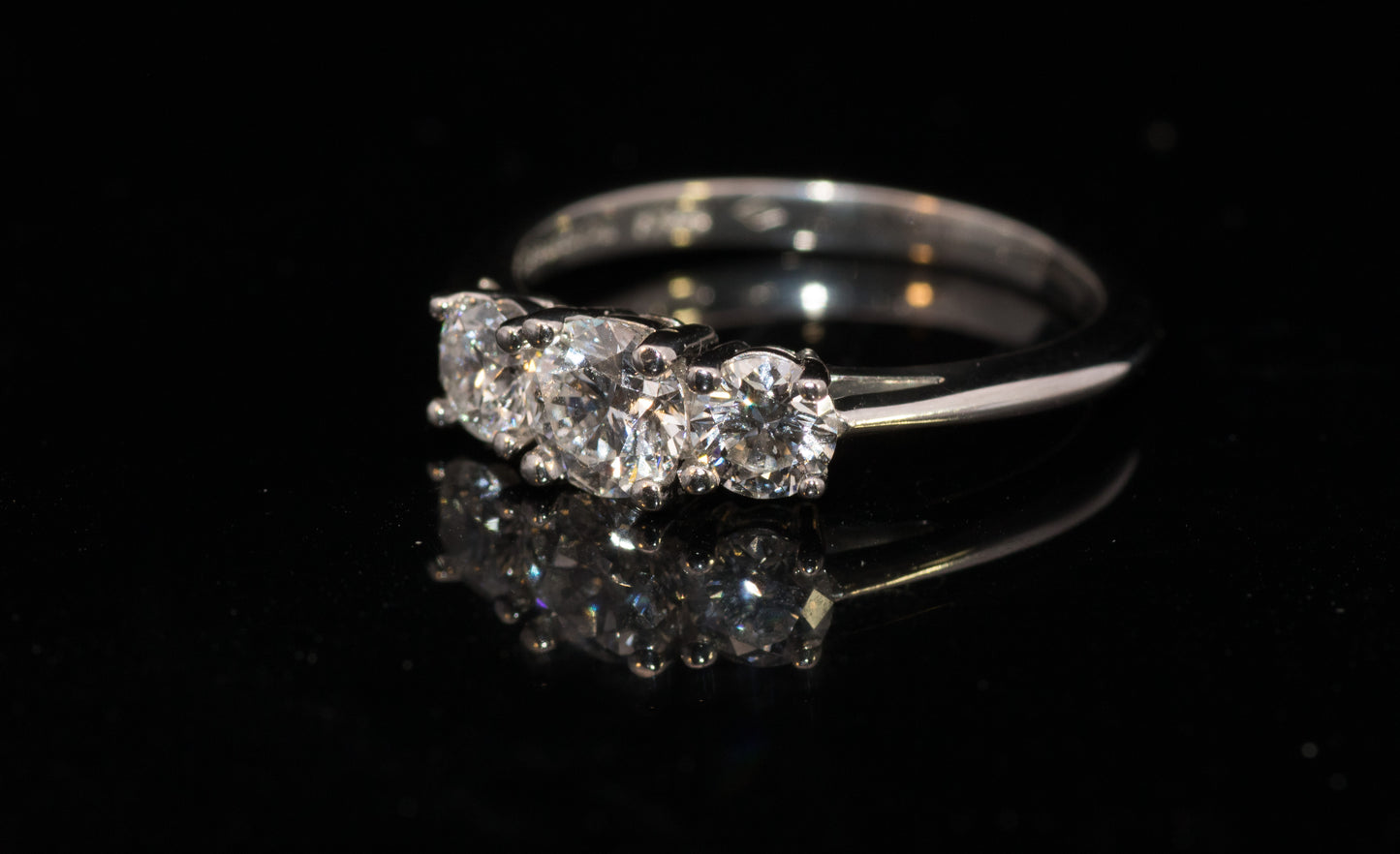 Tiffany & Co. Stunning Platinum 3 Stone Diamond Trilogy Ring. Certificated. 1.26 Carats.