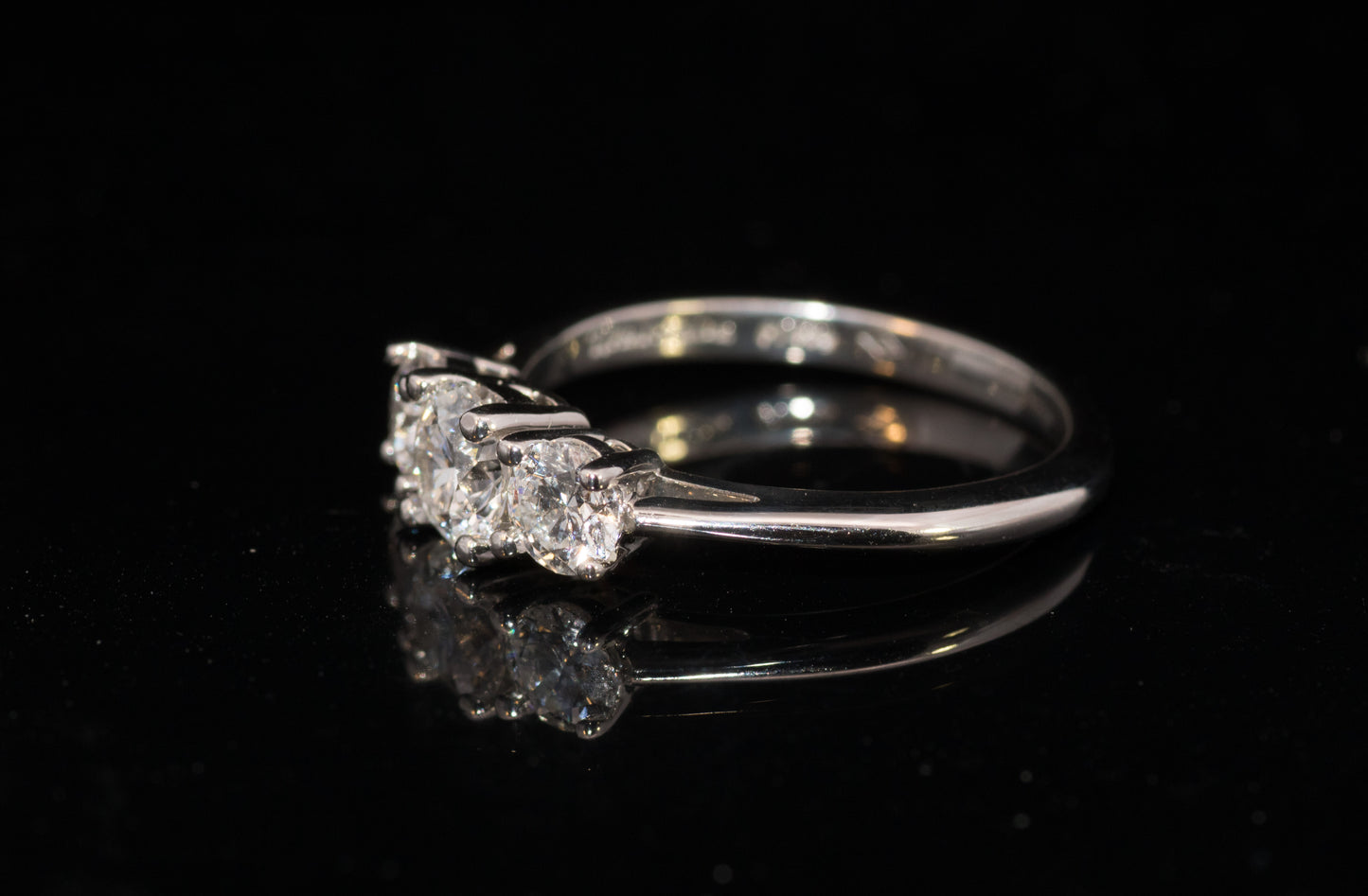 Tiffany & Co. Stunning Platinum 3 Stone Diamond Trilogy Ring. Certificated. 1.26 Carats.