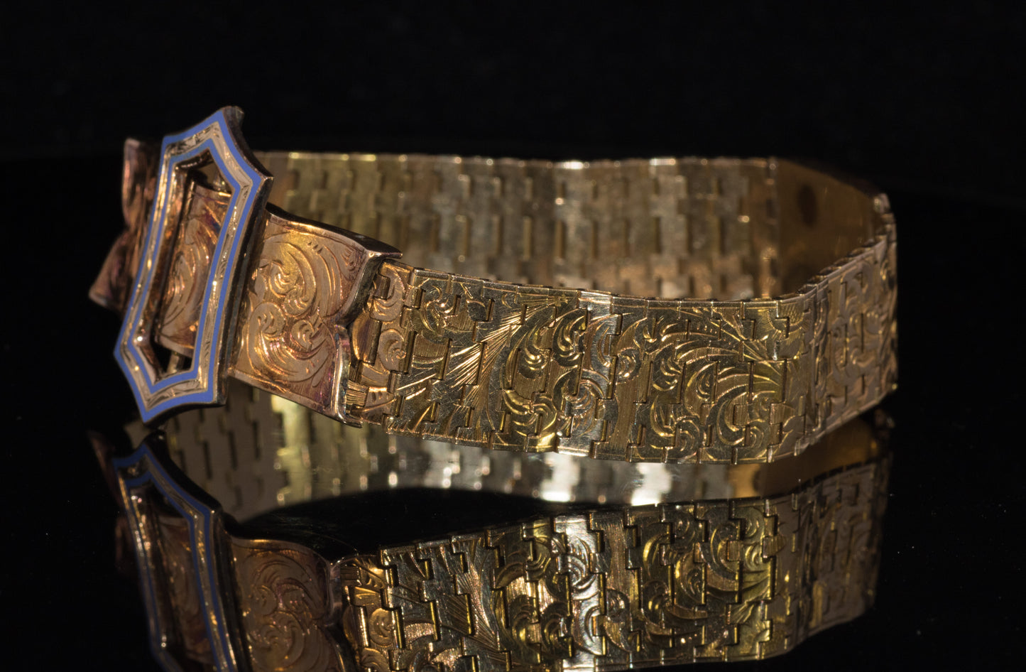 Antique 15ct Gold Enamel Buckle Bracelet. Stunning Rare Survivor. English 1870 - 1880