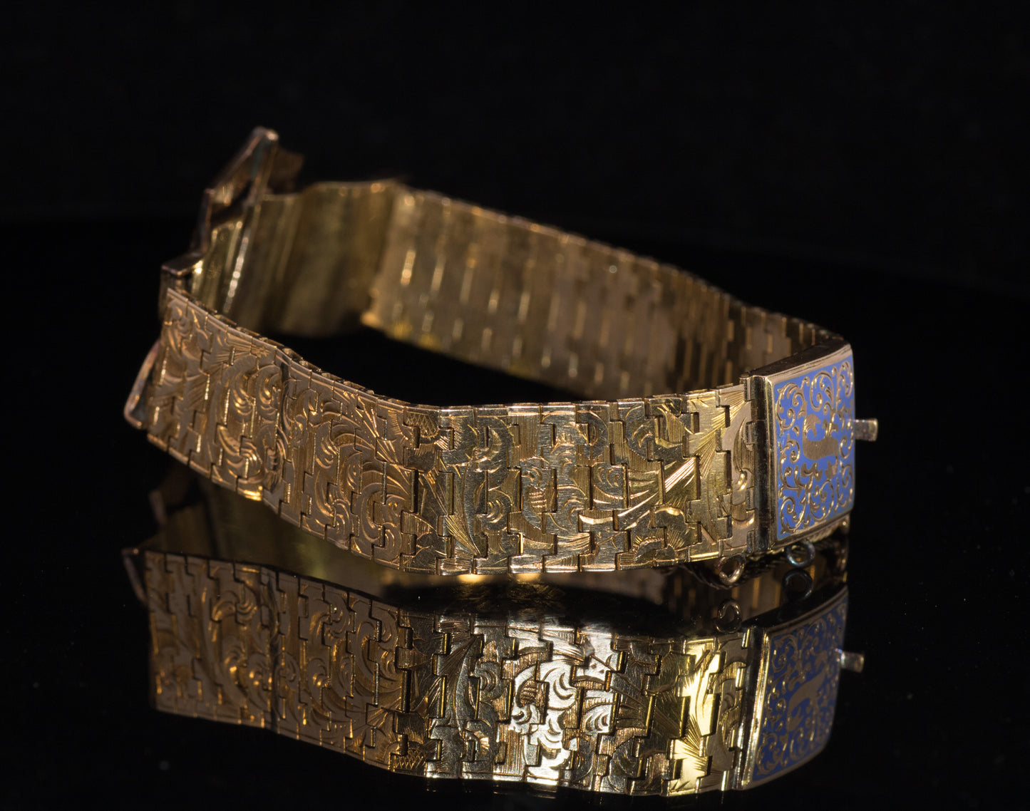 Antique 15ct Gold Enamel Buckle Bracelet. Stunning Rare Survivor. English 1870 - 1880