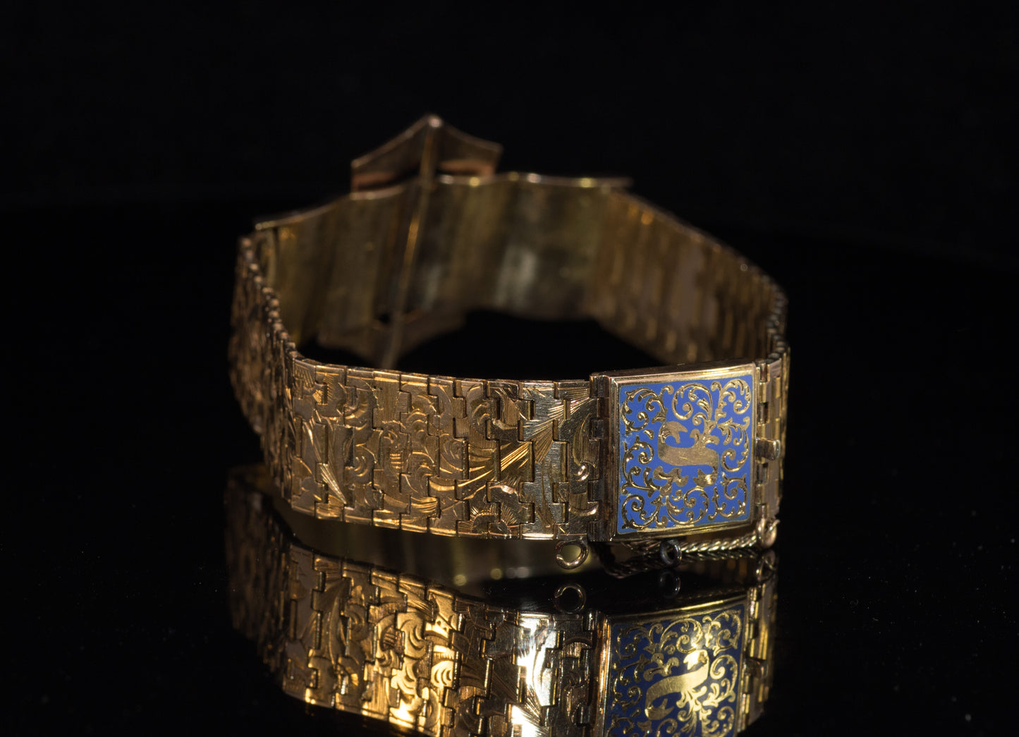 Antique 15ct Gold Enamel Buckle Bracelet. Stunning Rare Survivor. English 1870 - 1880