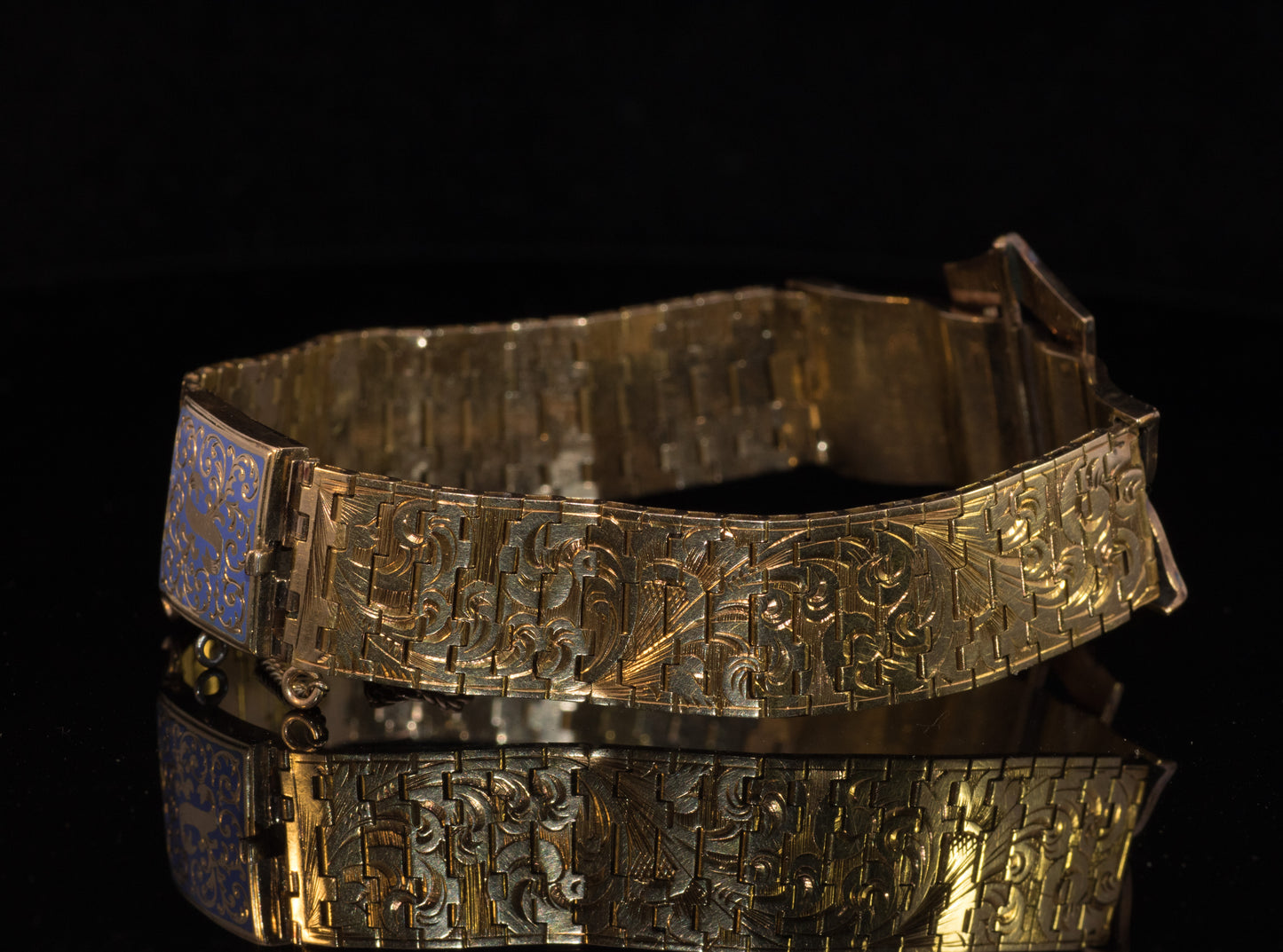Antique 15ct Gold Enamel Buckle Bracelet. Stunning Rare Survivor. English 1870 - 1880