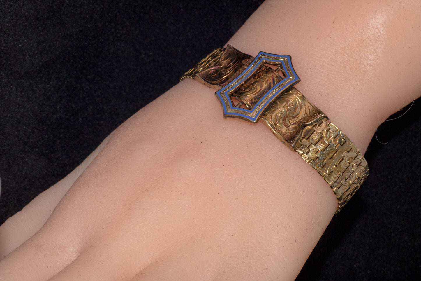 Antique 15ct Gold Enamel Buckle Bracelet. Stunning Rare Survivor. English 1870 - 1880