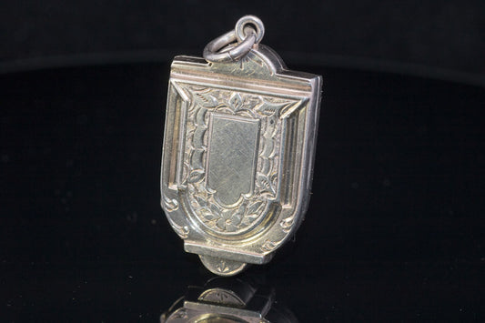 Antique Victorian Silver Locket Hand Engraved. Shield Shape. Birmingham 1884