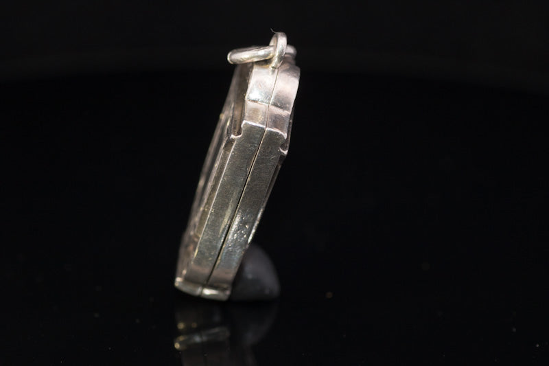 Antique Victorian Silver Locket Hand Engraved. Shield Shape. Birmingham 1884
