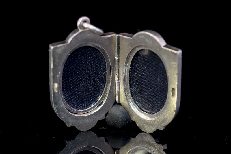Antique Victorian Silver Locket Hand Engraved. Shield Shape. Birmingham 1884