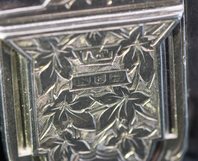 Antique Victorian Silver Locket Hand Engraved. Shield Shape. Birmingham 1884