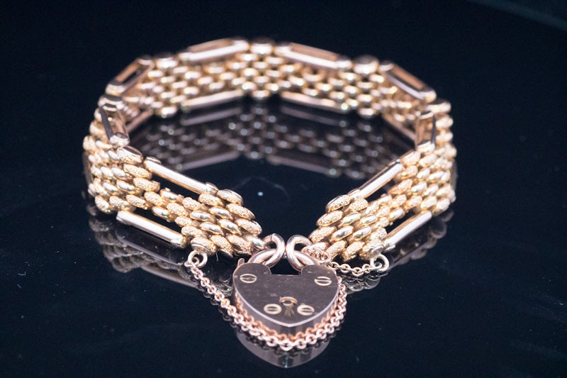 Antique 9ct Edwardian Gate Bracelet. Fantastic Condition C.1900s