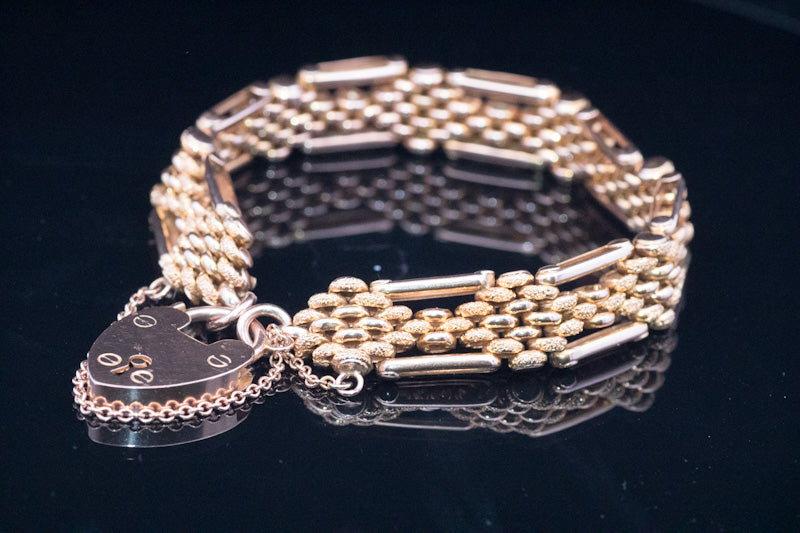 Antique 9ct Edwardian Gate Bracelet. Fantastic Condition C.1900s