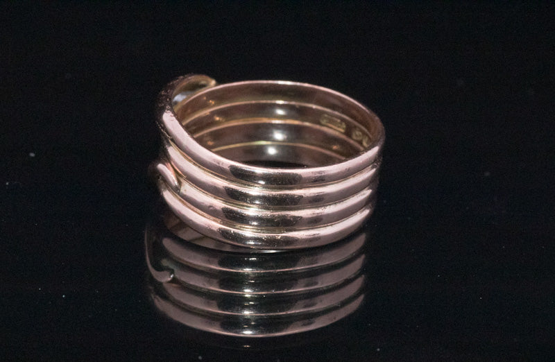 Antique 9ct Rose Gold and Diamond Snake Ring. Assayed in Chester 1919