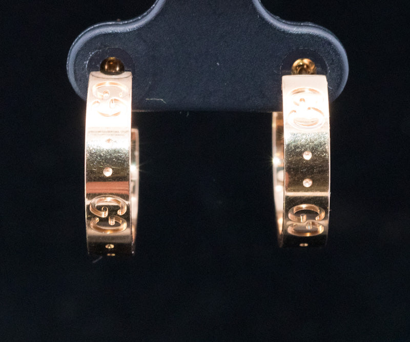 Genuine Gucci Icon 18k Yellow Gold Hoop Earrings. Immaculate Condition.