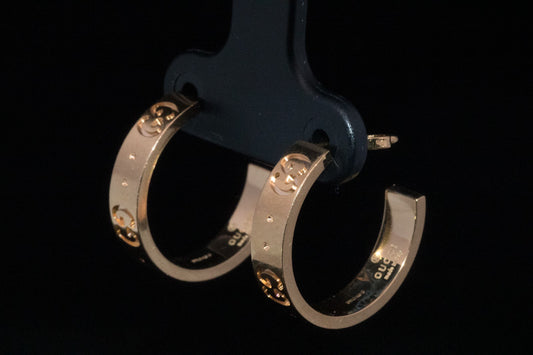 Genuine Gucci Icon 18k Yellow Gold Hoop Earrings. Immaculate Condition.