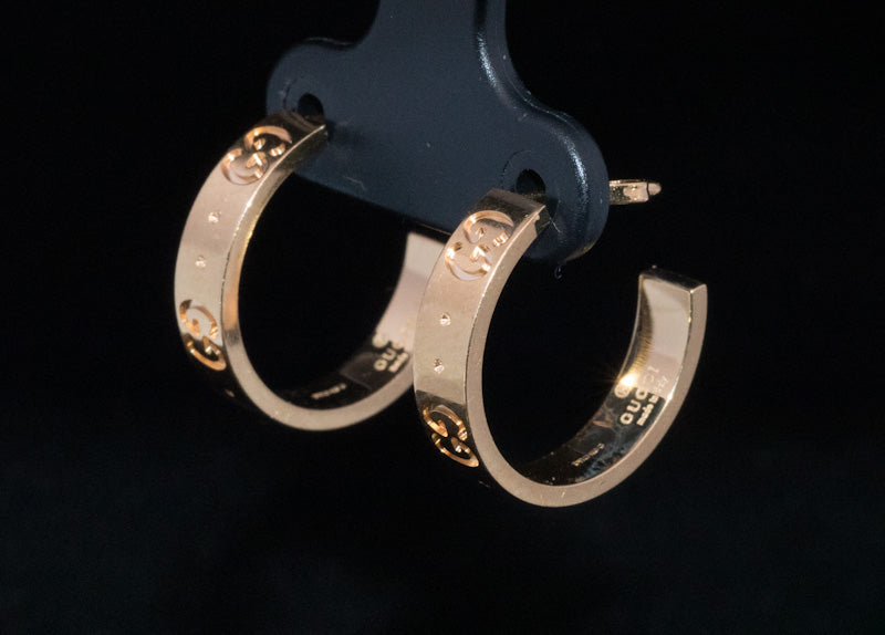 Genuine Gucci Icon 18k Yellow Gold Hoop Earrings. Immaculate Condition.