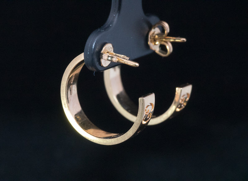 Genuine Gucci Icon 18k Yellow Gold Hoop Earrings. Immaculate Condition.