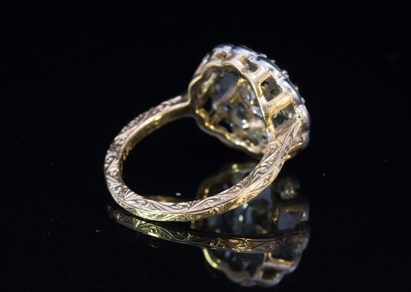 Unique 18ct and Platinum 1.66ct Fancy Yellow Diamond Cluster Ring. 2.94ct Total.