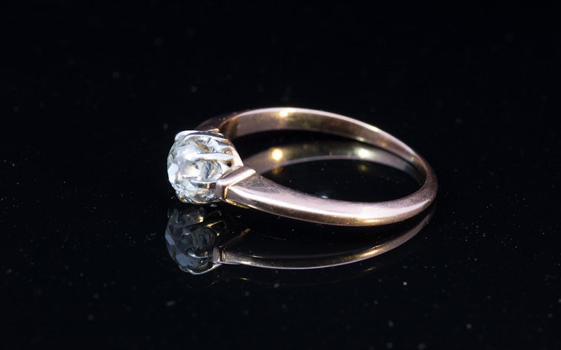 Victorian Solitaire Diamond Ring. 18ct Rode Gold. Old European Cut Diamond. 0.66ct
