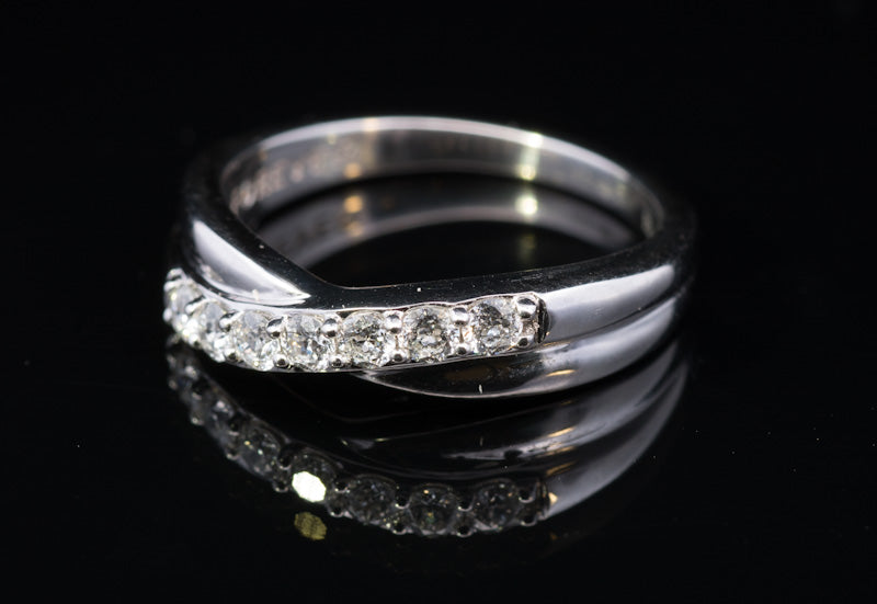 Pre-Loved Certified Natural Diamond Crossover Half Eternity Platinum Ring. 0.28 Carats.