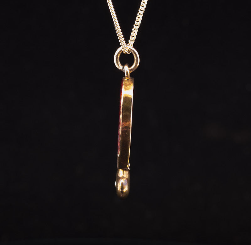 Rare Antique 9ct Gold, Enamel and Natural Split Pearl Heart & Magnet Pendant.