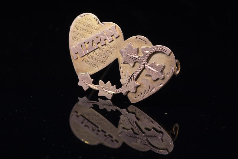 Antique 9ct 'Mizpah' Brooch. Edwardian Circa 1900s. Late Victorian, Early Edwardian.