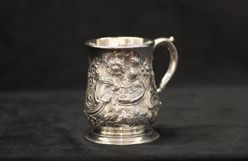Silver Tankard. London 1755. George II. Richard Gurney & Thomas Cook. Half Pint. Christening Can.