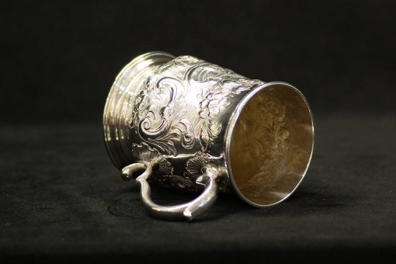 Silver Tankard. London 1755. George II. Richard Gurney & Thomas Cook. Half Pint. Christening Can.