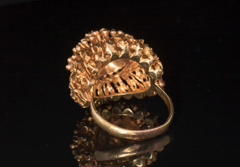 Vintage Mid Century, 1960's 18ct Gold and Sapphire Cocktail Bombe Ring. Italian Statement Ring.