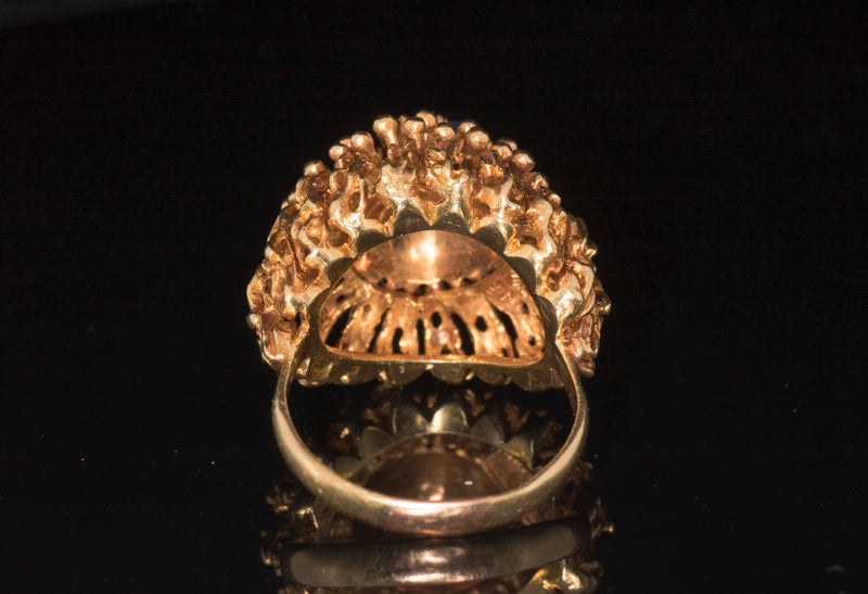 Vintage Mid Century, 1960's 18ct Gold and Sapphire Cocktail Bombe Ring. Italian Statement Ring.