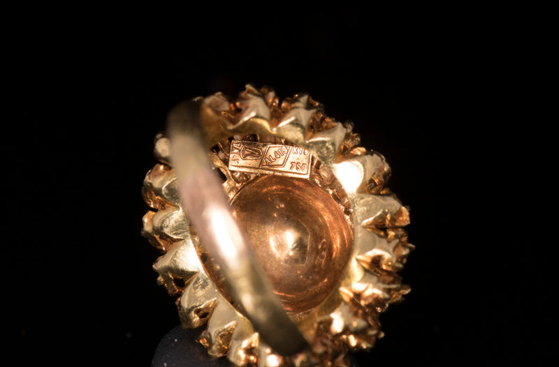 Vintage Mid Century, 1960's 18ct Gold and Sapphire Cocktail Bombe Ring. Italian Statement Ring.