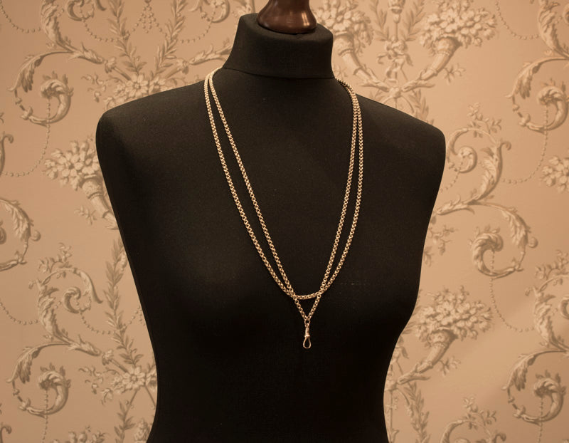 A Fine Victorian 15ct Gold 'Ribbed' Belcher link Guard Chain. Full Length 60 Inches C.1870