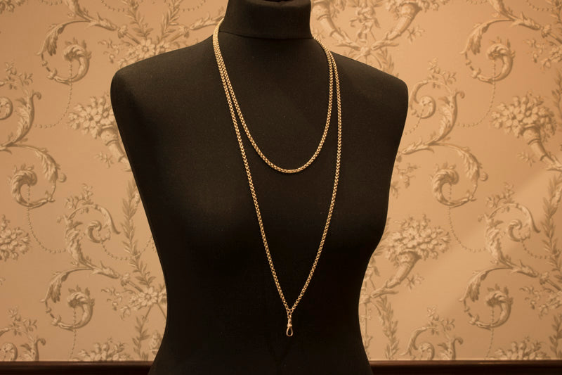 A Fine Victorian 15ct Gold 'Ribbed' Belcher link Guard Chain. Full Length 60 Inches C.1870