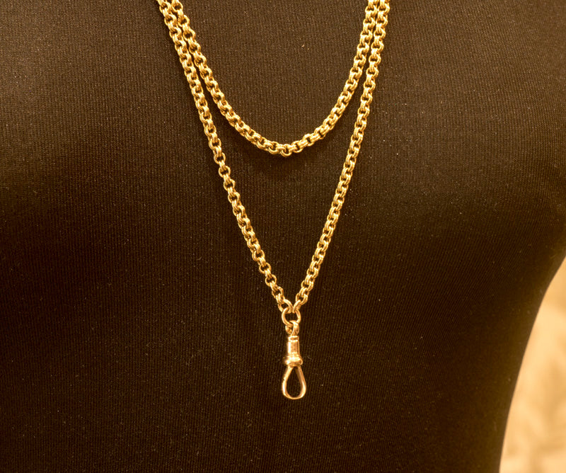 A Fine Victorian 15ct Gold 'Ribbed' Belcher link Guard Chain. Full Length 60 Inches C.1870