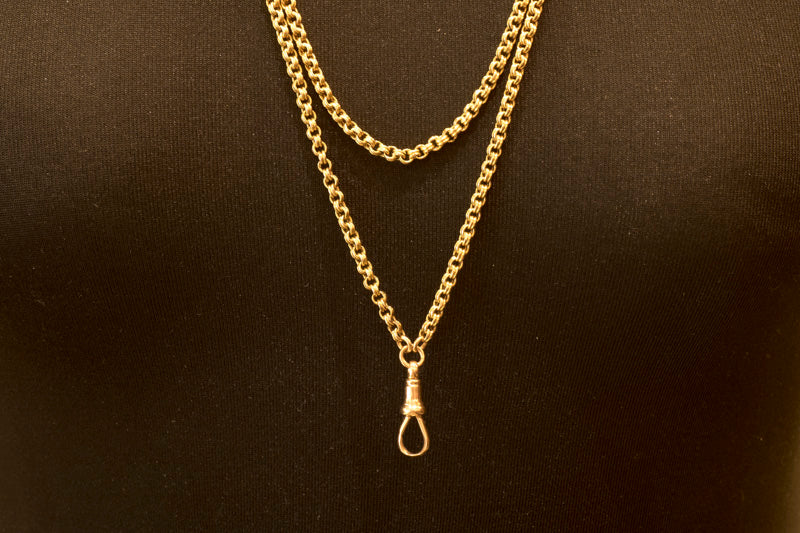 A Fine Victorian 15ct Gold 'Ribbed' Belcher link Guard Chain. Full Length 60 Inches C.1870
