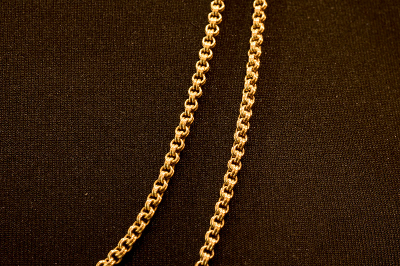 A Fine Victorian 15ct Gold 'Ribbed' Belcher link Guard Chain. Full Length 60 Inches C.1870