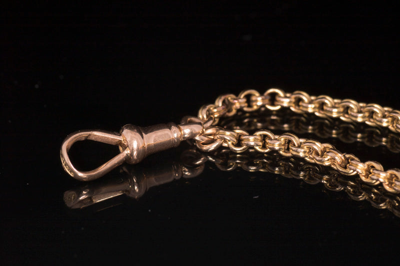 A Fine Victorian 15ct Gold 'Ribbed' Belcher link Guard Chain. Full Length 60 Inches C.1870
