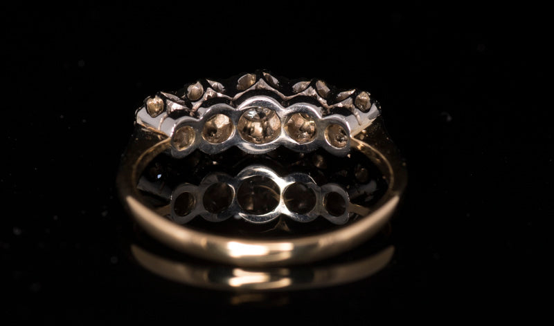 Pretty Art Deco Edwardian Antique 5 Stone Diamond Ring. 18ct Gold, Platinum Settings.