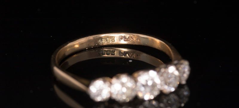Antique Victorian 18ct and Platinum Old European Cut Diamond 5 Stone Ring. 0.85ct C.1890