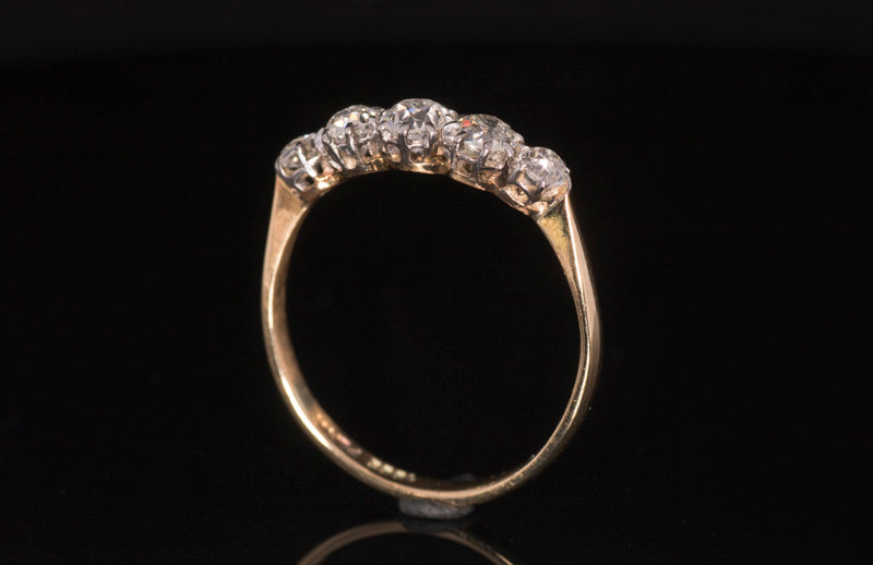 Antique Victorian 18ct and Platinum Old European Cut Diamond 5 Stone Ring. 0.85ct C.1890