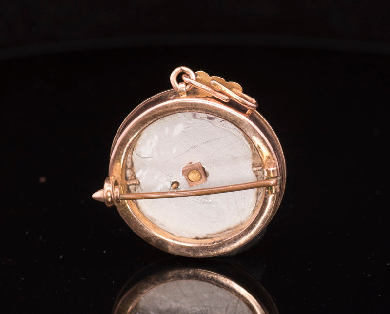 Beautiful Victorian 15ct Gold Blue Guilloche Enamel and Seed Pearl Brooch Cum Pendant.